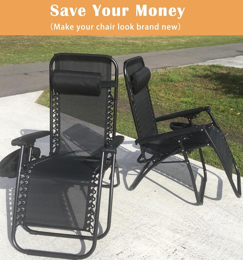 Luccov 17" 19" 21" Wide Zero Gravity Chair Replacement Fabric, Repair Cloth with 4 Gravity Chair Replacement Cord Screws Kit, Zero Gravity Chair Accessories for Sling Patio Lawn Lounge Chair, Black - Image 3